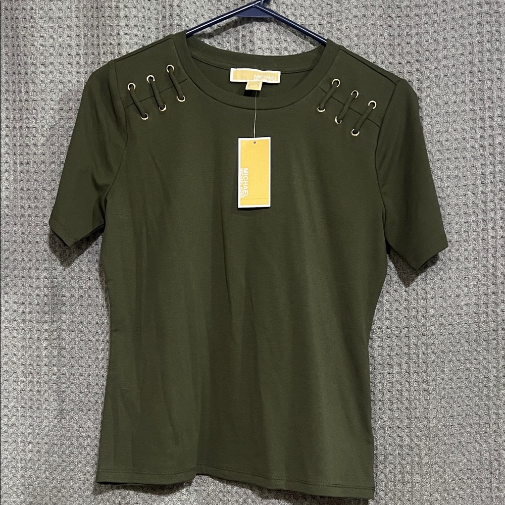 Michael Kors Army Green Short Sleeve Top
